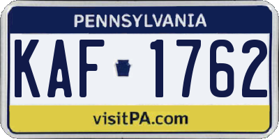 PA license plate KAF1762