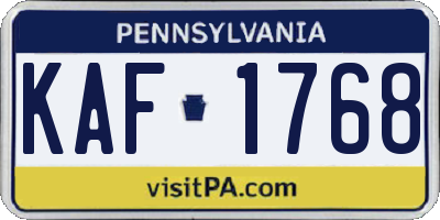PA license plate KAF1768