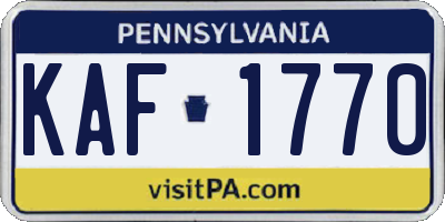 PA license plate KAF1770