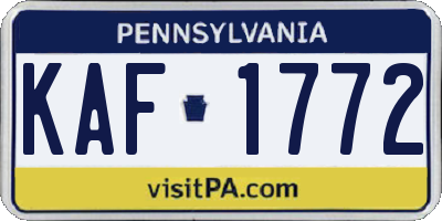 PA license plate KAF1772