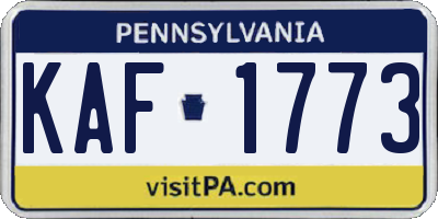 PA license plate KAF1773