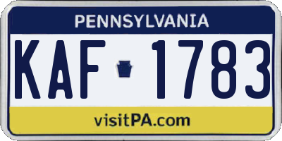 PA license plate KAF1783