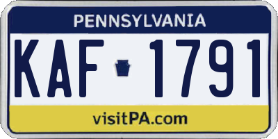 PA license plate KAF1791