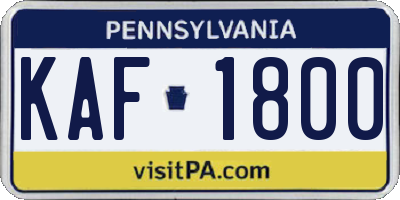 PA license plate KAF1800