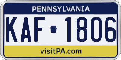 PA license plate KAF1806