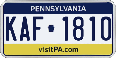PA license plate KAF1810