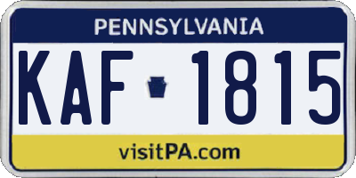 PA license plate KAF1815
