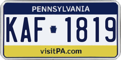 PA license plate KAF1819