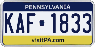 PA license plate KAF1833