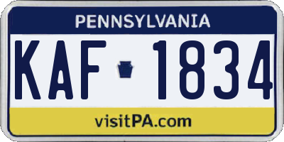 PA license plate KAF1834