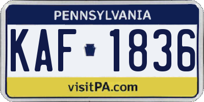PA license plate KAF1836
