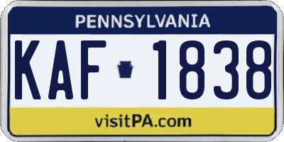 PA license plate KAF1838