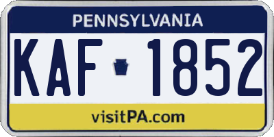 PA license plate KAF1852