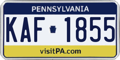 PA license plate KAF1855