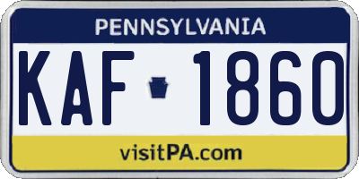 PA license plate KAF1860