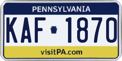 PA license plate KAF1870
