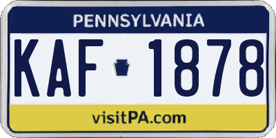 PA license plate KAF1878