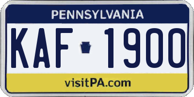 PA license plate KAF1900