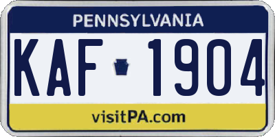 PA license plate KAF1904