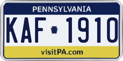 PA license plate KAF1910