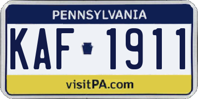 PA license plate KAF1911