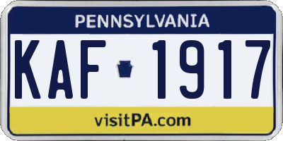 PA license plate KAF1917