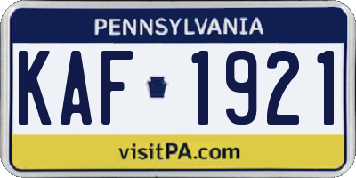 PA license plate KAF1921
