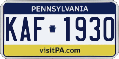 PA license plate KAF1930
