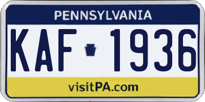 PA license plate KAF1936