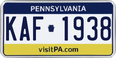PA license plate KAF1938