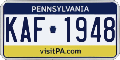 PA license plate KAF1948