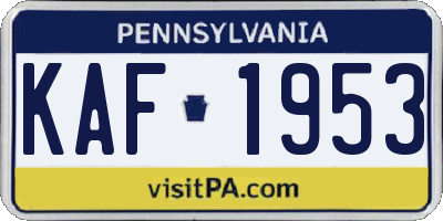 PA license plate KAF1953