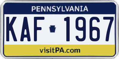 PA license plate KAF1967