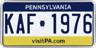 PA license plate KAF1976