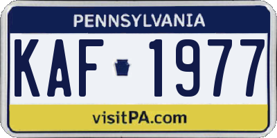 PA license plate KAF1977