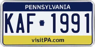 PA license plate KAF1991