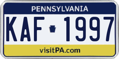 PA license plate KAF1997
