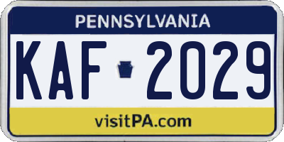 PA license plate KAF2029