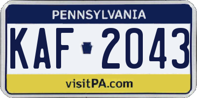 PA license plate KAF2043