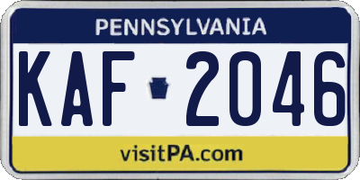 PA license plate KAF2046