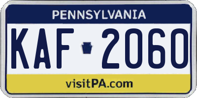 PA license plate KAF2060