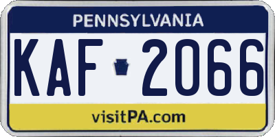 PA license plate KAF2066