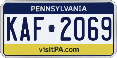 PA license plate KAF2069