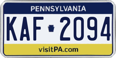 PA license plate KAF2094