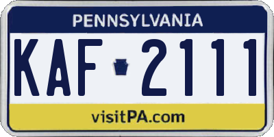 PA license plate KAF2111