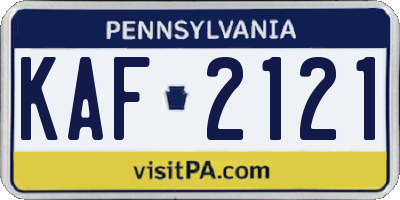 PA license plate KAF2121