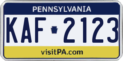 PA license plate KAF2123