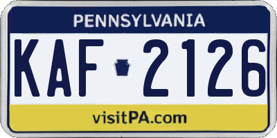PA license plate KAF2126