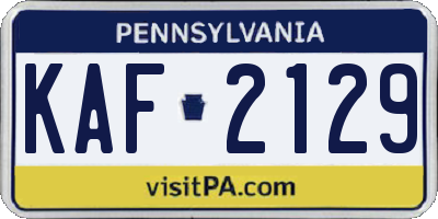 PA license plate KAF2129