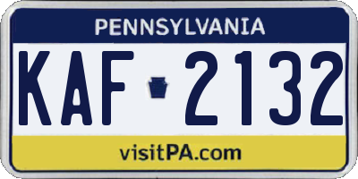 PA license plate KAF2132